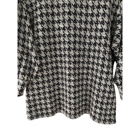 Ann Taylor Women’s Black White Houndstooth Pullover Top 3/4 Sleeve Mock Neck M - Picture 4 of 11